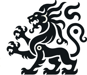 vintage classic mythological animal symbol logo icon silhouette sketch with traditional ethnic
