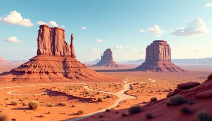 Naklejka premium Abstracted rock formations in desert landscape, earthy tones, geological features, desert landscape