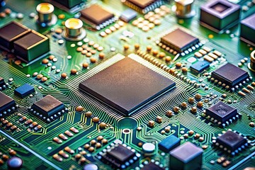 Minimalist Close-up of Electronic Circuit Board with SMD Components
