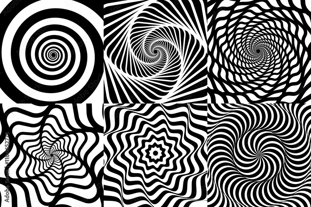 Leinwandbilder psychedelic hypnotic swirl spiral pattern, hypnosis effect with optical illusion. vertigo swirl vect