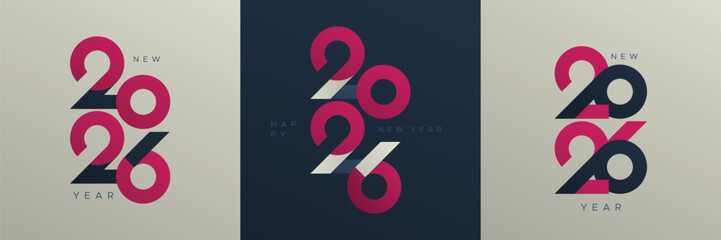 Minimalist design for the number 2026 with modern colors for the concept of the New Year 2026 symbol. A combination of minimalist logo style and typography. 2026 New Year