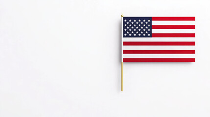 Fototapeta premium An American flag displayed on white background, symbolizing patriotism and national pride