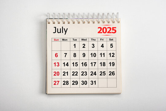 July 2025. Resolution, strategy, solution, goal, business and holidays. Date month July 2025. Monthly desk calendar July 2025. planning new year