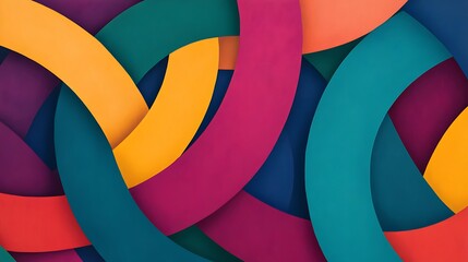 Obraz premium Abstract Geometric Shapes Intertwined in a Harmonious Pattern with Vibrant Colors and Smooth Curves Ideal for Creative and Modern Designs