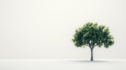Obraz premium A solitary tree stands in a minimalist landscape, symbolizing nature and tranquility.
