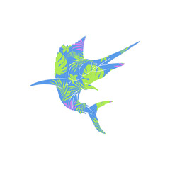Flower Inside Marlin Fish Silhouette Vector Design