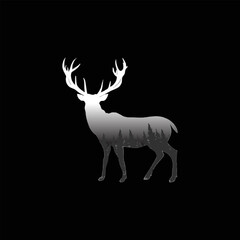 Forest Inside Deer Elk Silhouette