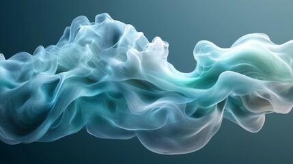 Fototapeta premium Ethereal Flowing Waves of Soft Turquoise and White Fabric in Abstract Artistic Style