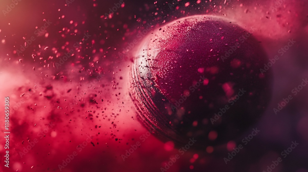 Wall mural red planet in space with particles.