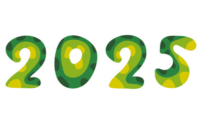 2025. The numbers of the year, colored like the skin of a snake. For banners, postcards, posters, websites