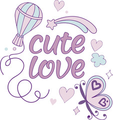 Cute love editable text effect vector art