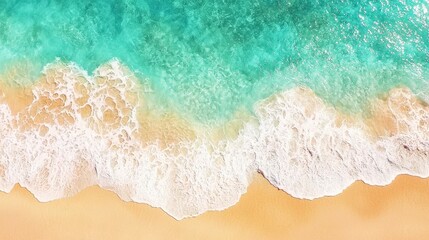 Turquoise Ocean Waves Crashing on Sandy Beach