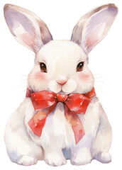 Fototapeta premium PNG Coquette rabbit illustration watercolor animal.