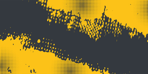 Abstract yellow-gray frame. Sports design on a dark background in grunge style.