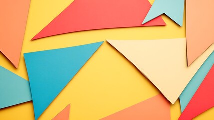 Abstract Colorful Triangles Arranged on Yellow Background