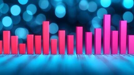 Dynamic Visual Representation of Data Trends with Colorful Bars Against a Soothing Background. Keyword, Optimization, Strategy Concept