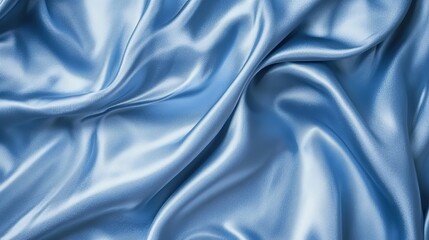 Fototapeta premium Beautiful Dark Blue Silk Satin Background with Soft Folds on Shiny Fabric. Luxury Background with Space for Design. Web Banner. Flat Lay, Table Top View.