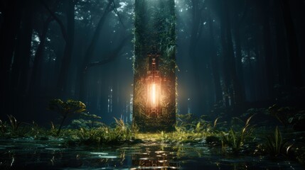 Enigmatic Portal in a Mystical Forest
