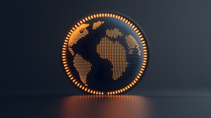 Fototapeta premium Illuminated Digital Globe Showcasing a Modern World Through Elegant LED Dot Patterns. Keyword, Optimization, Strategy Concept