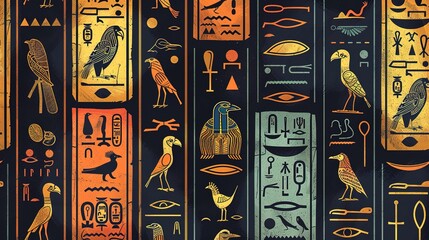 egypt hieroglyphs seamless pattern wallpaper