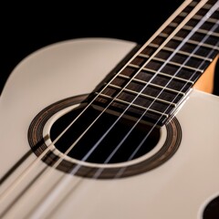 Obraz premium Close up Acoustic Guitar Strings Musical Instrument White Music Sound Melody Harmony