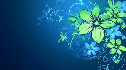 Vibrant Blue and Green Floral Artistic Design