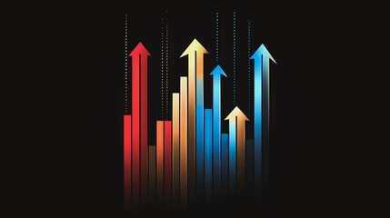 Abstract black background with Colorful charts and graphs with statistics to innovative analyze business potential and forecast future development of companies growth.