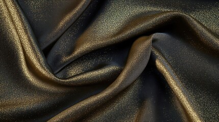 Fototapeta premium Black Dark Old Antique Gold Golden Brass Mustard Brown Color Abstract Background with Silk Satin Fabric. Rich Elegant Luxury Chic Royal Glitter Metallic Drapery Wave Liquid Festive Design.