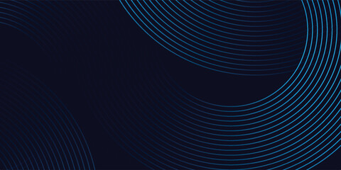 Blue abstract background with glowing circles. Swirl circular lines pattern. Geometric spiral.