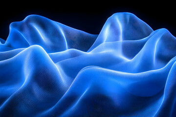 Obraz premium Abstract blue digital wave background. Perfect for tech, AI, or data visualization projects. High-resolution image.