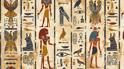 ancient egypt heiroglyphs seamless pattern wallpaper