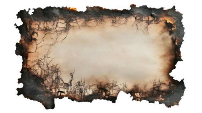 Burnt paper transparent background