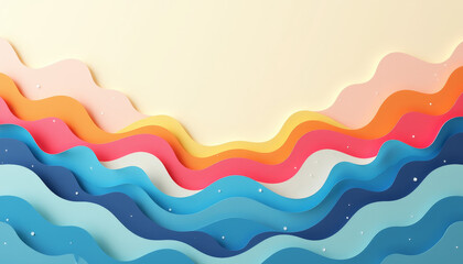 Abstract Curvy Waves in Warm Tones