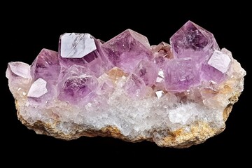 Fototapeta premium Stunning amethyst geode cluster with sharp crystals. Perfect for geology, spirituality, or luxury product visuals.