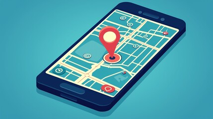 Mobile Navigation App Showing Location Pin on City Map