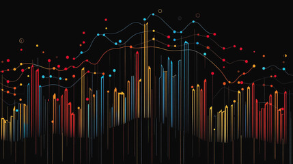 Obraz premium Abstract black background with Colorful charts and graphs with statistics to innovative analyze business potential and forecast future development of companies growth.