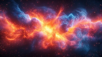 Fototapeta premium Cosmic explosion, fiery nebula, vibrant colors.