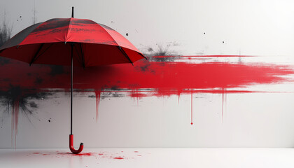 Abstract Red Splattered Umbrella Design