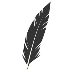 Obraz premium Black Silhouette of Majestic Feather. Isolated on White Background. Vector Illustration