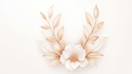 A flower with leaves is on a white background