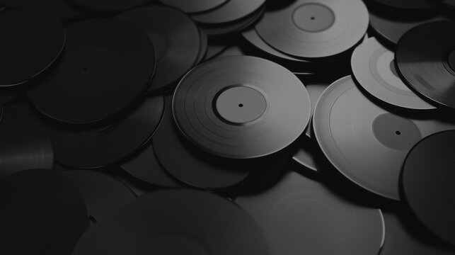 Vintage Vinyl Records Collection with Minimalistic Aesthetic and Retro Vibe