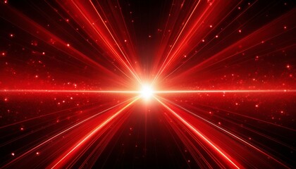 Naklejka premium Bright red light effect with rays and highlights, glow particle, black background