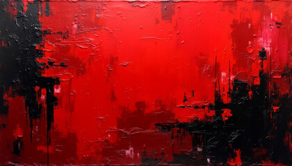 Abstract Red Brush Stroke Painting with Bold Expressionist Style