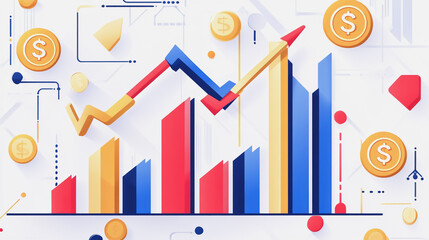 Abstract  background with Colorful charts and graphs with statistics to innovative analyze business potential and forecast future development of companies growth.