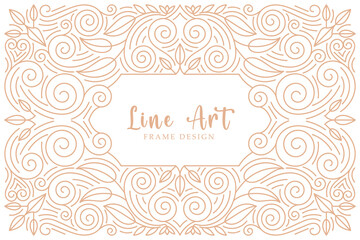 Swirl Pattern Border Frame Vector Design. with elegant vintage botanical decorative elements