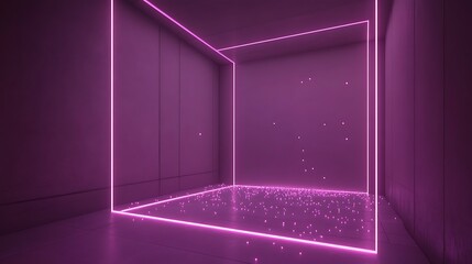 Purple Neon Cube Illuminates Scattered Lights Within