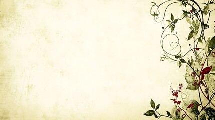 Vintage Floral Design on Grunge Textured Paper Background