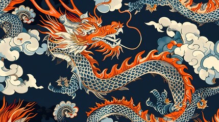 Chinese dragon seamless pattern wallpaper