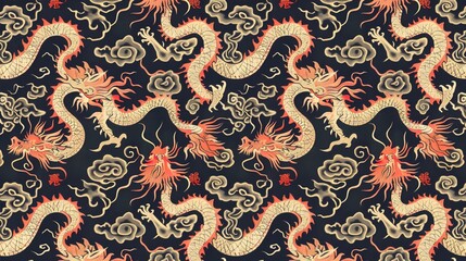 Chinese dragon seamless pattern wallpaper