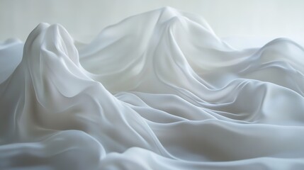 White cloth background abstract with soft waves